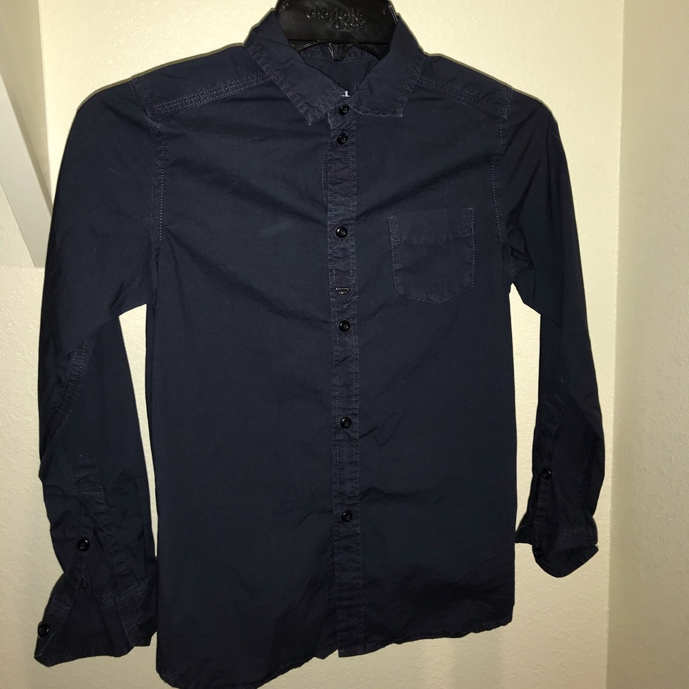 Boys Navy Diesel Button Down Shirt